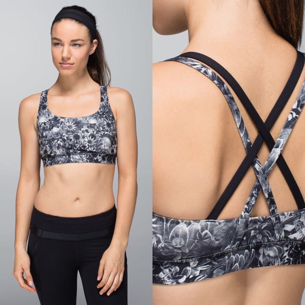 Lululemon Energy Bra in Flowabunga Black Angel